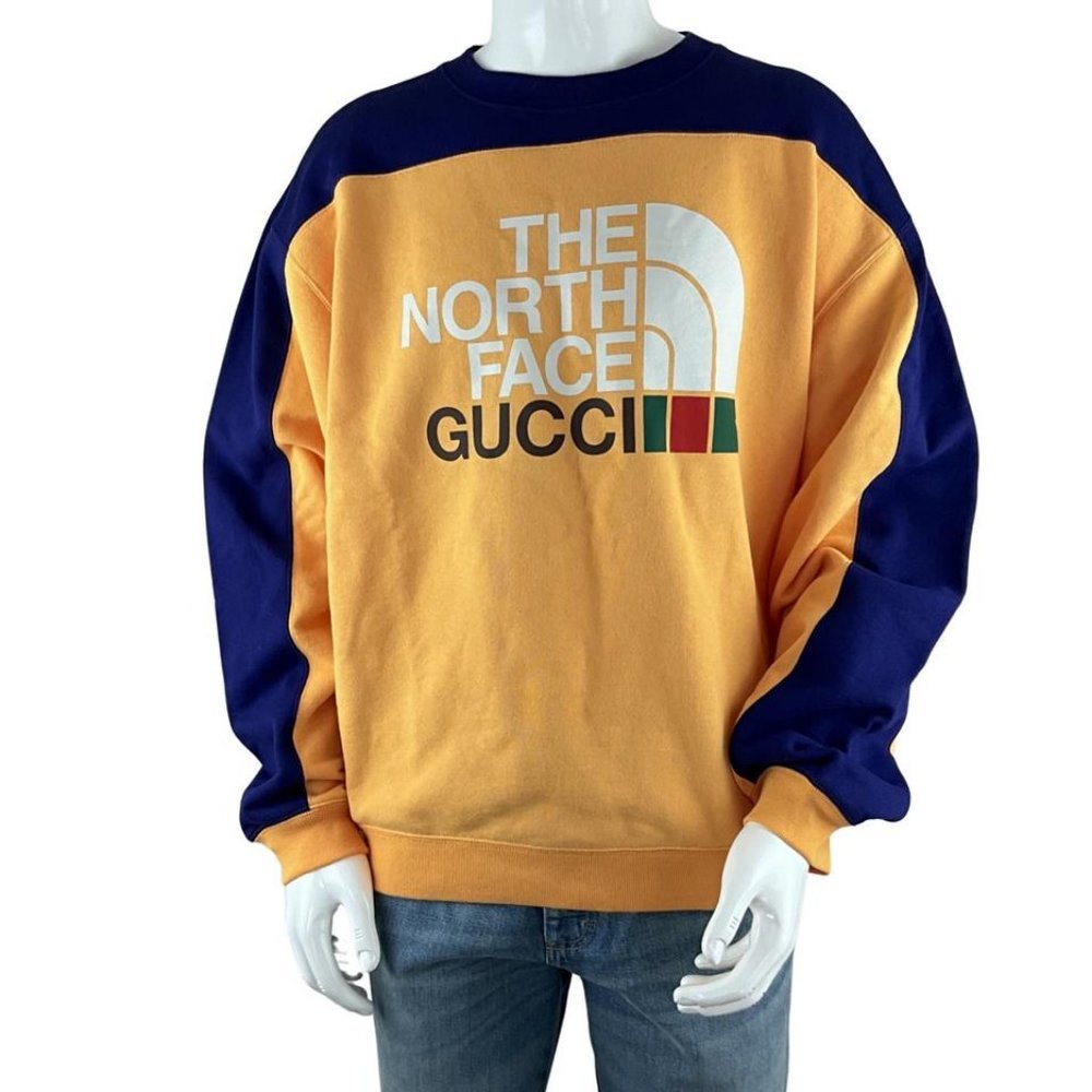 Gucci Men's Gucci x The North Face Sweatshirt Yellow & Blue Sz M